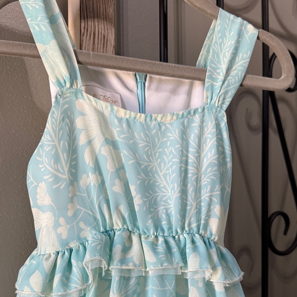 Isobella & Chloe Light Blue Ruffle Dress 4 Church Wedding - Picture 4 of 11